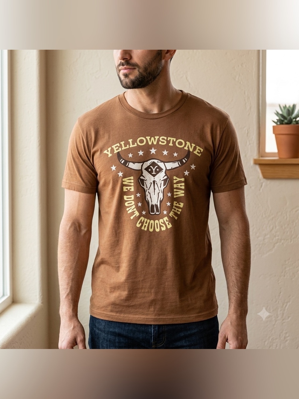 Yellowstone Brown Graphic Short Sleeve Crewneck T Shirt Unisex Size XL
